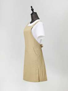 Cross-Back Style Kitchen Cooking Apron, Unisex, With Pockets, Wide Strap, Side Slits For Flexible Movement, Fashionable, Suitable For Baking, Painting, Gardening And Cleaning (Apricot)