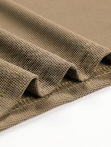 男士休闲宽松印花圆领涤纶T恤，百搭日常穿着，夏季 - 咖啡棕 - 查看 7