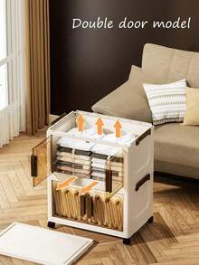 5-Layer Stackable Plastic Storage Box With Lid - Wardrobe Organizer Cabinet, 32-Inch Wide Foldable Box, Collapsible Storage Container, Craft Organizer Box, Suitable For Home, Pantry, Office, Dorm (No Wheels) - Transparent - View 3