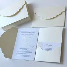 25pcs Tri-Fold Pocket Style Wedding Invitation Envelopes, Minimalist Envelopes Suitable For Engagement, Christening And Other Occasions, DIY Invitations, Regular Invitations, Pocket Invitations, Customized Invitations, Christmas Cards - Ivory - View 6