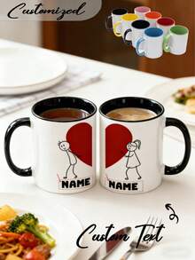 Personalized Mug, Couple Mugs, Valentine's Day, Newlyweds, Valentine's Day, New Year, Suitable For Gifting To Dad, Mom, Friends And Colleagues, New Year Gift, Wedding Gift, Gift, Romantic Design, Handmade Gift Commemorative Cup, Friend's Gift, Married Couple, Men's Gift, Women's Gift, Valentine's Day Gift, Ideal Gift For Him On Valentine's Day
