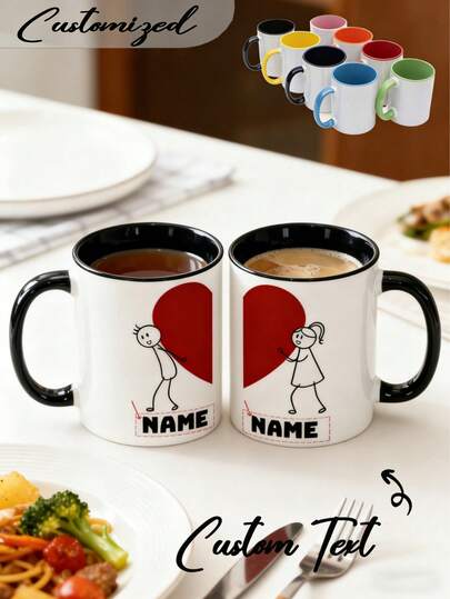 Personalized Mug, Couple Mugs, Valentine's Day, Newlyweds, Valentine's Day, New Year, Suitable For Gifting To Dad, Mom, Friends And Colleagues, New Year Gift, Wedding Gift, Gift, Romantic Design, Handmade Gift Commemorative Cup, Friend's Gift, Married Couple, Men's Gift, Women's Gift, Valentine's Day Gift, Ideal Gift For Him On Valentine's Day