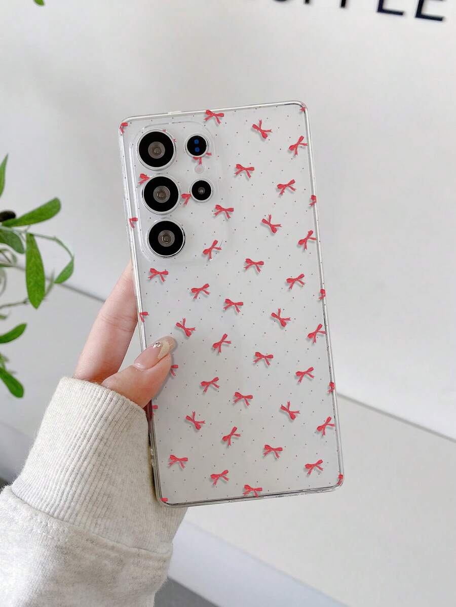 1件装极简时尚全屏波点蝴蝶结设计防指纹透明TPU软手机壳，带摄像头镜头保护，兼容苹果、Nothing、Pixel等品牌。 - 彩色 - 查看 1