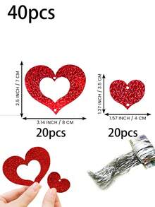 40个装，情人节装饰红色爱心闪亮漩涡挂饰，浪漫情人节成人家居室内墙面装饰，婚礼订婚周年纪念装饰 - 彩色 - 查看 9