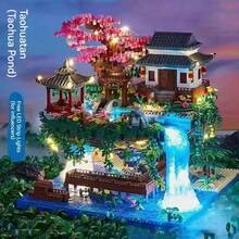 1460pcs Sakura Architecture Series Micro Building Blocks, Chinese Style, Suitable For Halloween, Thanksgiving, Christmas Gifts