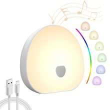 1個 USB充電式白噪音LED小夜燈 - 多色可選、無段調光、定時功能、睡眠白噪音含自然舒緩音效、記憶功能便攜式睡眠裝置，內置1200mAh充電鋰電池 - 彩色 - 查看 5