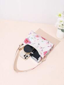 Fashionable Floral Print Underarm Baguette Bag - Multicolor - View 5