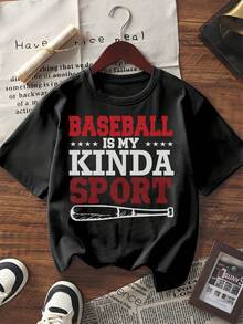 Women's Casual Short Sleeve T-Shirt Baseball Print Graphic Tee Crew Neck Sporty Loose Fit Summer Top For Daily Wear Streetwear Baseball Enthusiast Outfit - White - View 6