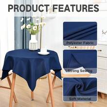 Mantel cuadrado pequeño de 36x36 pulgadas de tela de poliéster, mantel de mesa lateral sólido azul marino de alta resistencia, cubierta de mesa auxiliar lavable para comedor, hogar y fiestas - Cuadrado azul marino de 36 x 36 pulgadas - Ver 5