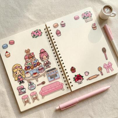 Autocolante cu brutării și magazine de deserturi, Autocolante tematice pentru caiete/planificatoare, Autocolante decorative cu desene animate pentru brutării și pâine, Autocolante cu peisaje DIY