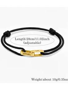 【定制款】情侣手链，可定制姓名 - 男女皆宜可调节情侣饰品，可定制字母，采用美拉德色彩搭配简约串珠/打结设计，是情人节的理想之选