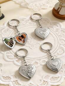 1pc Custom Heart-Shaped Photo Keychain For Couples And Friends, Keepsake For Custom Wedding And Travel Photos, Personalized Bag Charm Accessories - Multicolor - View 5