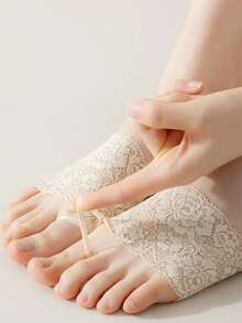 1 Pair Women's Lace Half Palm Invisible Soft Insoles, Suitable For High Heels, Anti-Friction, Comfortable And Non-Slip - Apricot - View 5