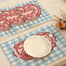 1件/4件装情人节涤纶装饰餐垫，心形气球汽车图案，防污，适合家居、餐厅、餐桌装饰、乔迁、生日礼物 - 彩色 - 查看 2