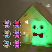 Lampu Malam Kucing Berubah 7 Warna dengan Timer, Dapat Diredupkan dan Diisi Ulang USB, Lampu Kucing Kawaii, Hadiah Dekorasi Kamar Tidur - MultiWarna - View 3