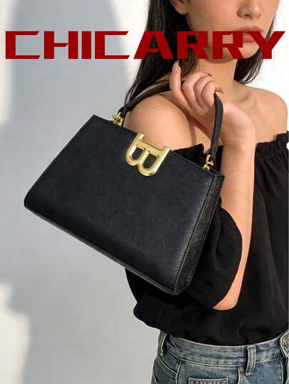 Stylish Women's Handbag, Personalized Creative Letter Metal Decor, Street Fashion High-Quality Crossbody Bag, Soft PU Leather Material, Detachable Long Shoulder Strap, Suitable For Shopping, Dating, Office, Business Events, Elegant And Sophisticated