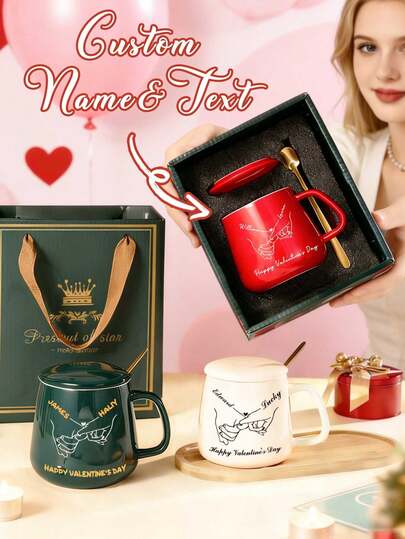 Customized Valentine's Day Gift Box Ceramic Mug, Valentine's Day Cup, Wedding Favor, Gift For Girlfriend, Gift For Boyfriend, Couple Mug