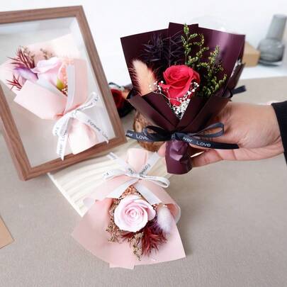 Boho Style Eternal Flower Small Bouquet Bouquets Bohemian Style Fall Flower Wedding Bouquets Bridal Bridesmaid Rustic Home Decor Valentine'S Day Souvenirs Mother's Day Wedding Decor