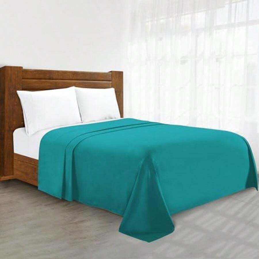 Elegant Comfort - Sábana Plana de Lujo de 1500 Hilos, Calidad egipcia, Libre de Arrugas, 1 Pieza, Azul Marino, , 1(California King Turquoise) - Multicolor - Ver 1