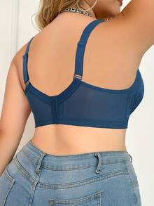 mimilemon Plus Size Women's Blue Bra With Underwire, Seamless Enhancing Design, Minimalist & Breathable - Blue - View 5