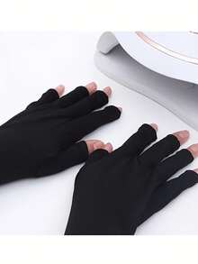 Găng tay chống tia UV cho đèn làm móng, Găng tay chống tia UV chuyên nghiệp cho móng, Găng tay chống bức xạ tia UV cho đèn làm móng, Găng tay hở ngón chống tia UV cho đèn làm móng gel, Dụng cụ làm móng, Dụng cụ làm móng nghệ thuật, Nghệ thuật làm móng, Dụng cụ dán móng - màu đen - Xem 5