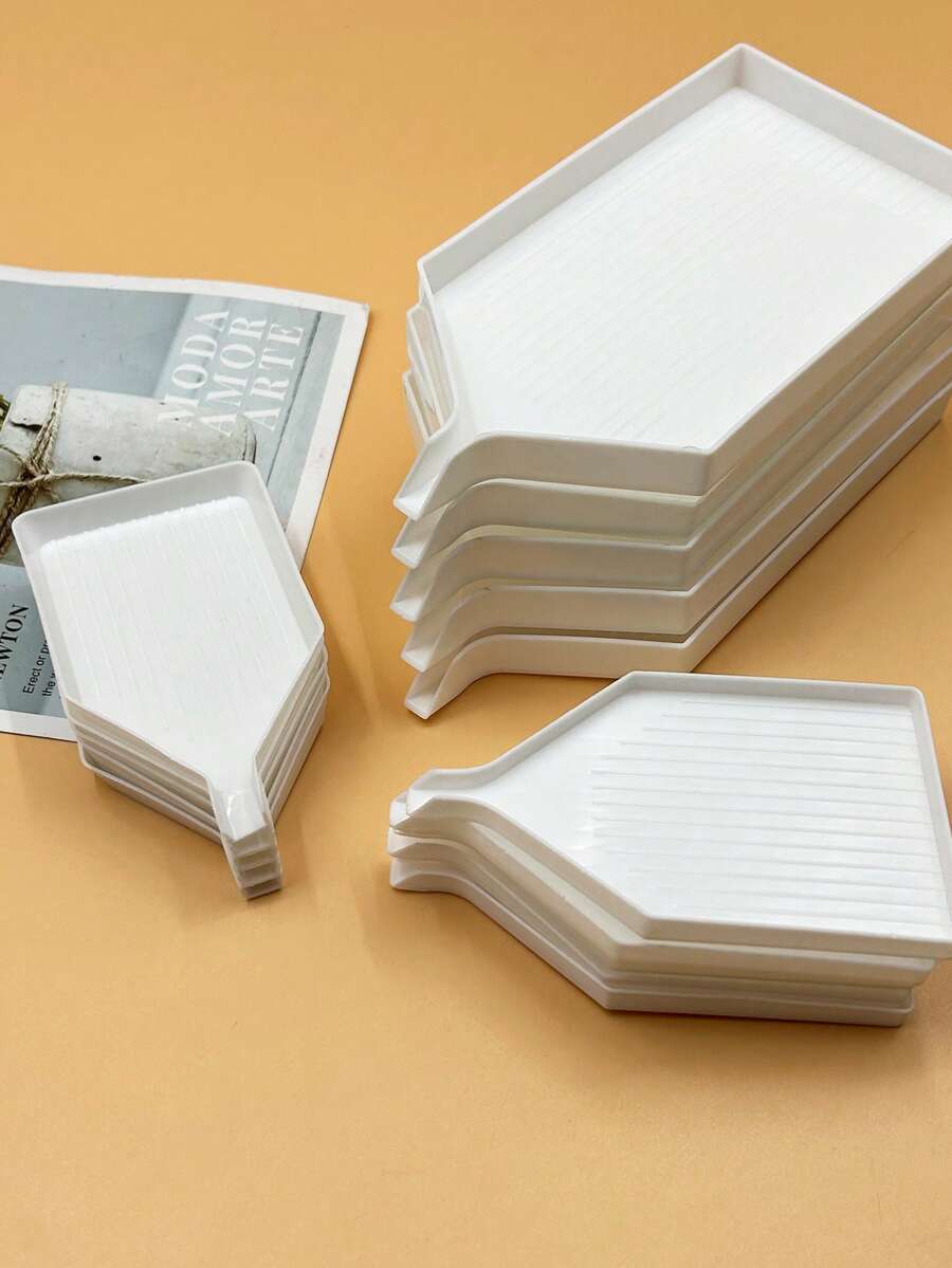 5 piezas Accesorios de arte de pintura de diamantes, bandeja con boca en forma de V abierta, ideal para organizar rhinestones para proyectos DIY - Blanco - Ver 1