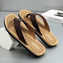 Men's Summer Flip Flops, Comfortable Shock-Absorbing Lightweight Slippers Suitable For Indoor, Outdoor, Home, Bathroom, Beach - Brown - View 4