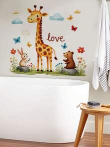 Fun Animal & Bird Wall Decals - DIY Cartoon Monkey, Giraffe, Lion Murals - Contemporary PVC Home Decor Stickers For Living Room - Multicolor - View 8