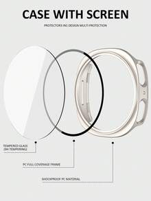 手錶錶帶 + 手錶錶殼套組，相容於 Galaxy Watch 8 40mm 與 44mm。柔軟舒適的錶帶搭配鉚釘扣錶殼。矽膠錶帶與耐衝擊、防刮硬 PC 外殼，附強化玻璃螢幕保護貼。2 合 1 設計，易於佩戴，觸控靈敏，適合男女使用 - 星光色 - 查看 4