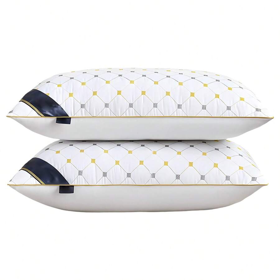 Bordado premium Almohada 1/2pz 60cm*40cm tamaño estander microfibra suave y soporte para dormitorio en casa y sala de estar en sofá - Blanco - Ver 1