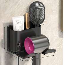 1pc Wall Mounted Hair Dryer Holder, Straightener Rack, Hair Dryer Storage Organizer, Bathroom Accessories Bathroom Accessories Bathroom Tools - Multicolor - View 10