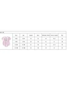Mono de golf bordado para niña, mono de verano de manga corta con cuello de muñeca a rayas - Rosa - Ver 8
