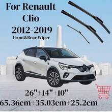 3 Windshield Wipers Replacement For Renault Clio 2012-2019, 65.36cm+35.03cm+25.2cm, Premium All Weather Front Rear Wipers Set - OEM Quality (Pack Of 3)