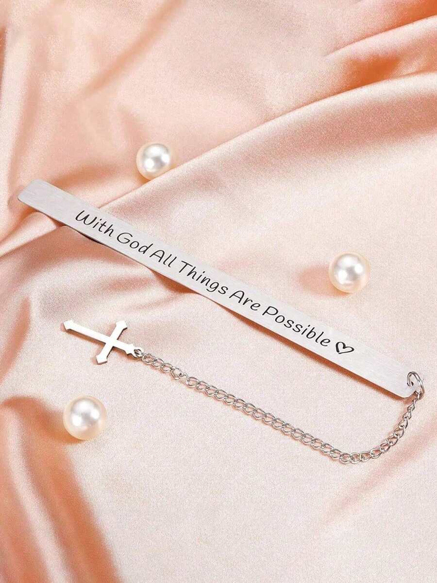 1pc Inspirational Bookmark With Bible Verse - "With God All Things Are Possible" - Christian Religious Gift, Suitable For Women, Men, Teens, Graduates, Book Lovers, Christians - Bible Study Motivational Bookmark, School Supplies, Back To School Gift, Birthday Gift, Encouragement Gift - Multicolor - View 1