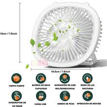 Ventilador Personal De Escritorio, 3 Velocidades Ajustables, PequeñO Ventilador De Mesita De Noche Para Dormitorio, Oficina, RotacióN, Ventilador Recargable Por USB Para Estudiantes, BateríA Recargable, Ventilador Personal Mini De 3 Velocidades, Ventilador De Enfriamiento PortáTil Usb, Camping, Carro De Golf, Cochecito, Hogar, Oficina, Playa, Verano, Hogar, Trabajo, Dormitorio Universitario - Blanco - Ver 2