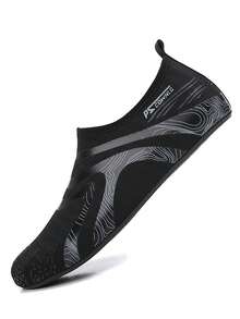 男女通用赤脚舒适水鞋，软底沙滩/游泳/潜水/钓鱼鞋，速干、轻便、透气，夏季凉鞋 - 黑色 - 查看 3