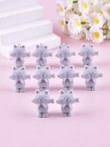 10 Stücke gemischte 3D essende Fisch Katze Harz Anhänger Ohrringe Halskette Accessoires DIY Schmuckherstellung - Verschiedenfarbig - Übersicht 11