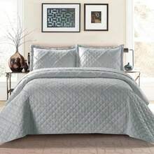 Single Double King Size Bedding Set - Embossed Ruffle Quilted Bedspread Throw - White - View 6
