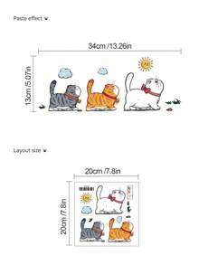 1pc/3pcs Removable PVC Wall Stickers, Cartoon Cat, Giraffe, Panda Climbing Tree, Decor For Kids Room, Nursery, Suitable For Bedroom, Living Room, Study, Dining Room, Bathroom, Home Wall Decoration - Multicolor - View 6