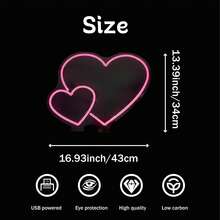1 Peça Espelho de Coração Fofo Sinal de Néon Luz LED Brilhante Alimentado por USB - Decoração para Banheiro, Salão de Beleza, Quarto, Bar, Hotel, Presente Perfeito para Aniversário e Feriados - luz policromática - Visão 13