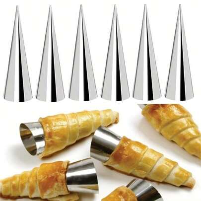 20/30 piezas Moldes cónicos de acero inoxidable, herramientas de hornear profesionales de grado para hacer conos de helado/rollos de croissant/postres creativos, herramientas esenciales para entusiastas de la repostería