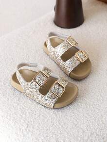 1 Pair Girls' Summer New Fashion Hook And Loop Princess Soft Bottom Beach Sandals - Gold - View 4