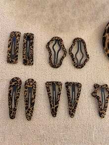 2个豹纹发夹，Y2K豹纹发夹套装，圣诞礼物，头部饰品，女士发饰 - 彩色 - 查看 3