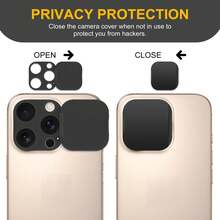 1 Set Privacy Protection Cover Compatible With Apple 17 Pro/17 Pro Max, Includes 1 Front Camera Privacy Cover And 1 Anti-Spy Camera Cover, Easy Adhesive Design, Compatible With Apple 11/12/13/14/15/16/17 Pro Max Applicable To Daily Shield, Office, Home Daily Shield Office Home Lens Protector Phone Camera Cover Waterproof Shockproof Anti-Fall Scratch Resistant - Black - View 3