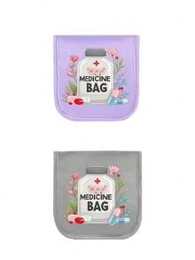 1pc Portable Pill Case, Compact Pill Box, Patterned Pill Organizer Bag, Convenient For Travel, Suitable For Daily/Outdoor/Travel Medication, Health Essential