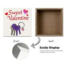 Sweet Valentine Decorative Wooden Box - Festive Valentine's Day Gift Box With Red Heart Graphics, Keychain & Heart Charm, Ideal For Storage Or Gifting, Simple And Cute Design - White - View 4