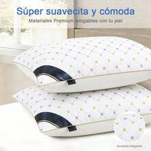 Bordado premium Almohadas de microfibra suave y soportes 60cm*40cm 1/2pz para dormitorio en cama y la sala de estar en sofá - Blanco - Ver 2
