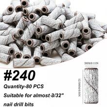 80+1件/盒灰色砂带套装 3.1mm迷你美甲打磨砂带带钻头电动打磨机指甲打磨头指甲去除砂带指甲打磨修甲足疗工具配件 - 彩色 - 查看 2