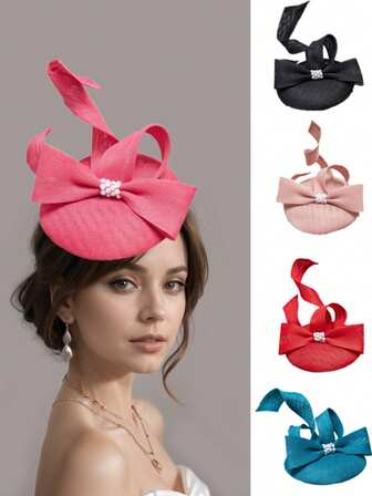 One Elegant Retro Mini Hat, Suitable For Horse Races, Carnivals, Bachelor/Bachelorette Parties, Banquets, Afternoon Tea, Top Hats, Derby Hats, Mini Headwear, Mini Hats, School Supplies, Gifts, Weddings And Other Occasions.