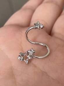 1件Y2K朋克星空螺旋316L不锈钢工业风耳钉，时尚女士礼物 - 銀色 - 查看 3